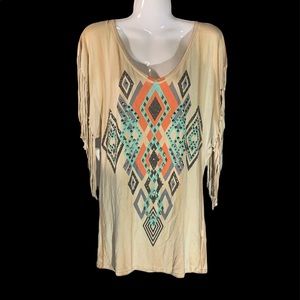 Vintage  VOCAL Aztec Cream Multi Blouse Made in USA Size Small SKU: 4G354
